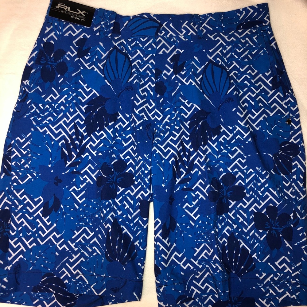 Ralph Lauren RLX Performance Golf Shorts Hibiscus in Blue 31” W